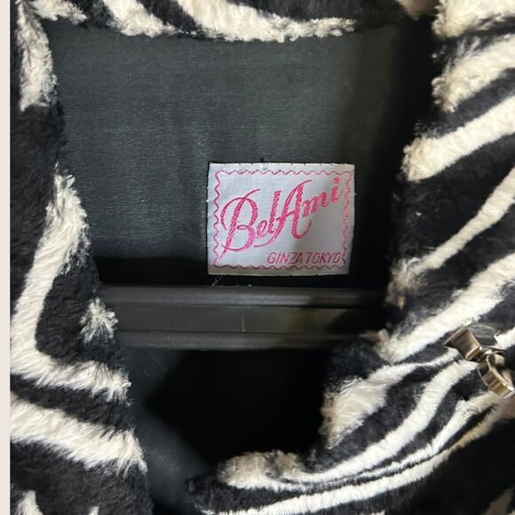 🦓 VTG BEL AMI GINZA TOKYO ZEBRA PRINT IMITATION HIDE COAT MEDIUM - Picture 7 of 7